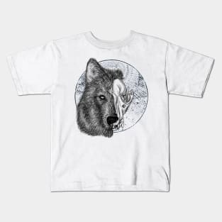 Wolf Skull Black and White Kids T-Shirt
